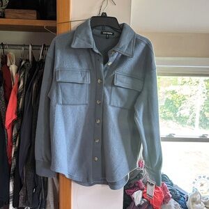 Steve Madden Gray Button-Up Shirt Jacket
